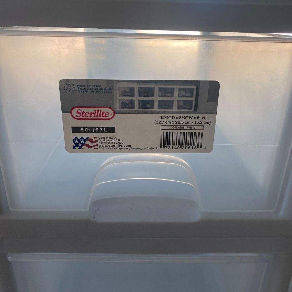 Set of 2 Sterilite stackable plastic drawer storage boxes - Picture 3 of 5